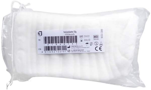 Verbandwatte 100% Baumwolle Zickzack 50 G Watte