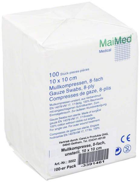 Mullkompressen 10x10cm 8-Fach Unsteril