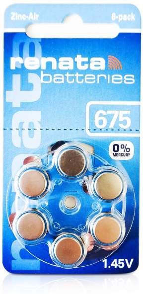 Renata Hörgerätebatterie Za 675 Dp6 0% Hg
