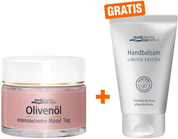 medipharma cosmetics Olivenöl intensiv Rose Tagescreme 50 ml + gratis Handbalsam limited Edition 40 ml