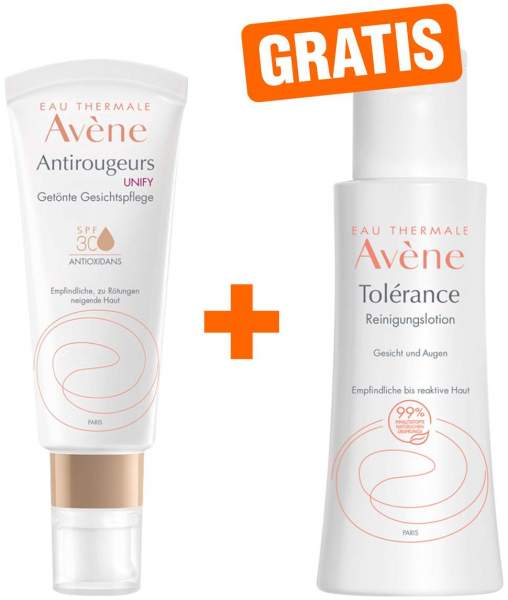 Avene Antirougeurs UNIFY getönte Gesichtspflege SPF 30 40 ml Creme + gratis Avene Tolerance Reinigungslotion 100 ml