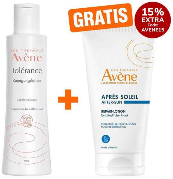 Avene Tolerance Reinigungslotion 200 ml + gratis Repair-Lotion nach der Sonne 50 ml