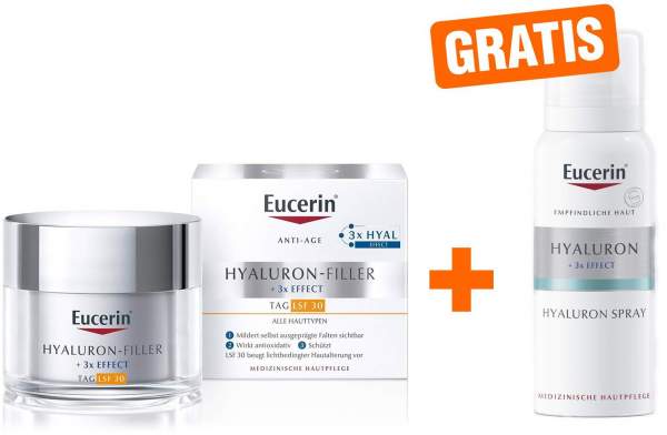 Eucerin Filler Tagespflege LSF 30 50 ml Creme + gratis Hyaluron Spray 50 ml