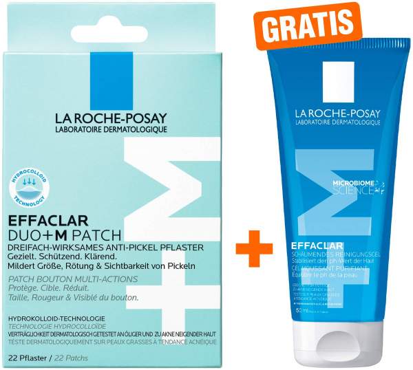 La Roche Posay Effaclar Duo+M Patch 22 Stück + gratis La Roche Posay Effaclar Gel 50 ml Mini