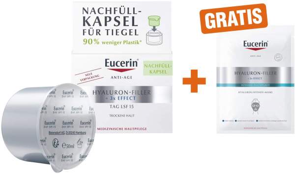 Eucerin Anti Age Hyaluron Filler Tagespflege 50 ml + gratis Anti Age Hyaluron Filler Intensiv Maske 1 Stück