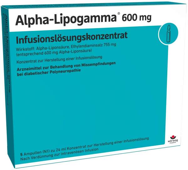 Alpha Lipogamma 600 mg Infusionslösungskonzentrat 5 X 24 ml
