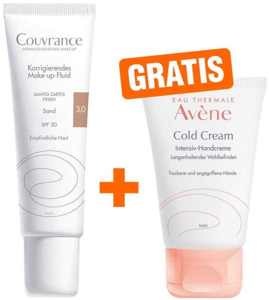 Avene Couvrance Make up Fluid 03 Sand + gratis Cold Cream Intensiv Handcreme 50 ml