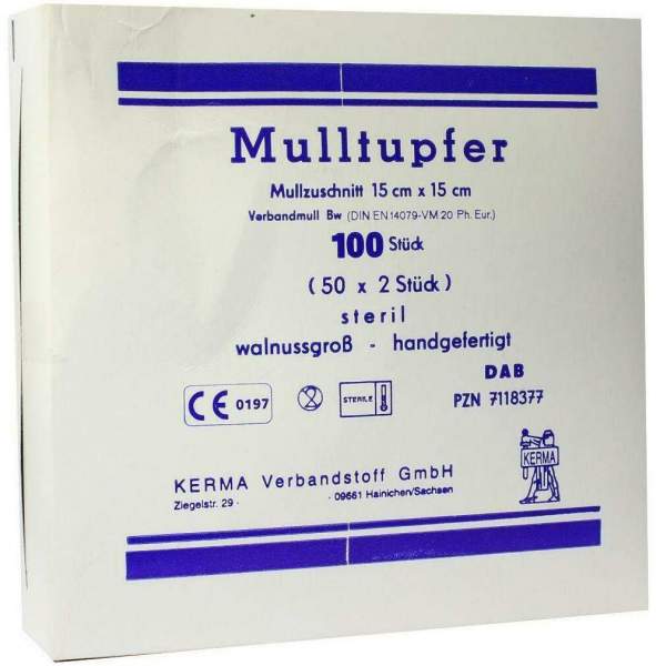 Mulltupfer 15x15cm Walnussgroß Steril 50x2 Tupfer