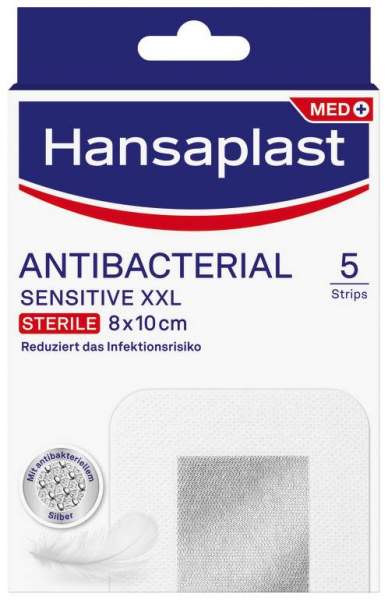 Hansaplast antibakteriell Sensitive XXL 8x10 cm 5 Pflaster