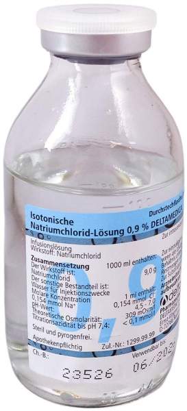 Isotonische Nacl 0,9% Infusionslösung Glasflasche 20 X 100 ml