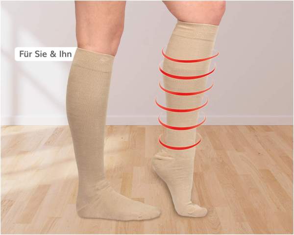 Energy Stützkniestrümpfe Unisex, beige Größe 43-46