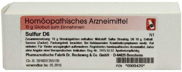 Sulfur D 6 Globuli 10 G