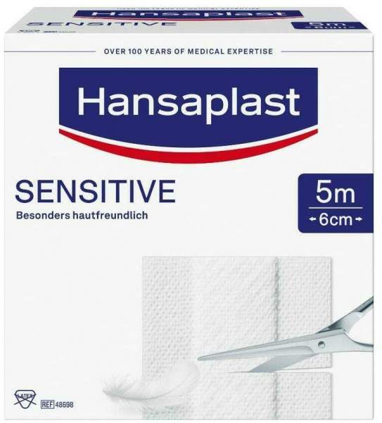 Hansaplast Sensitive Pflaster 6 cm X 5 M Rolle