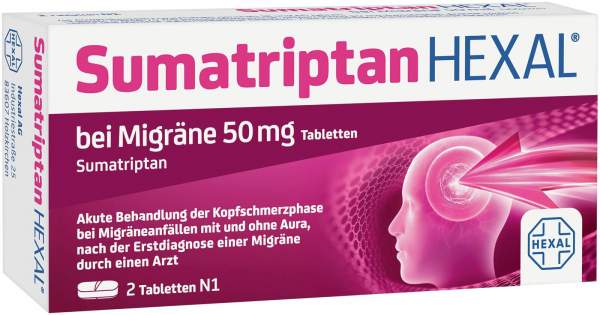 Sumatriptan Hexal bei Migräne 50 mg 2 Tabletten