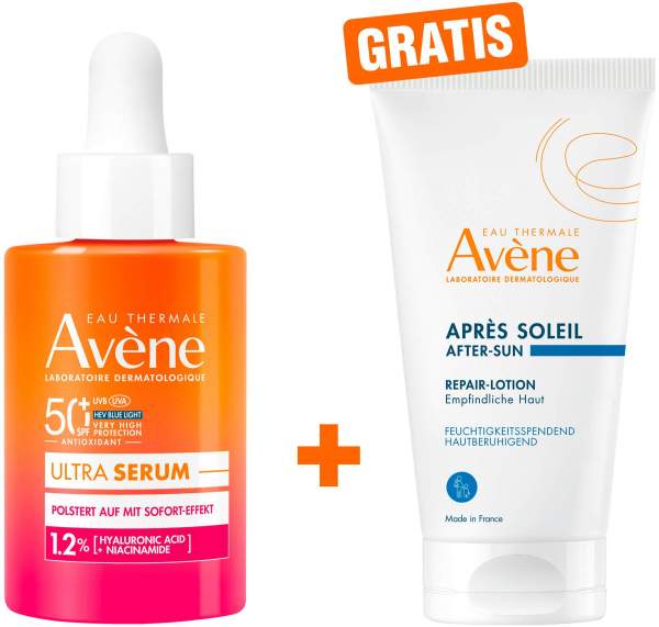 Avene Ultra Serum aufpolsternd SPF 50+ 30 ml + gratis Avene Repair-Lotion nach der Sonne 50 ml