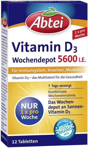 Abtei Vitamin D3 5.600 I.E. Wochendepot 12 Tabletten