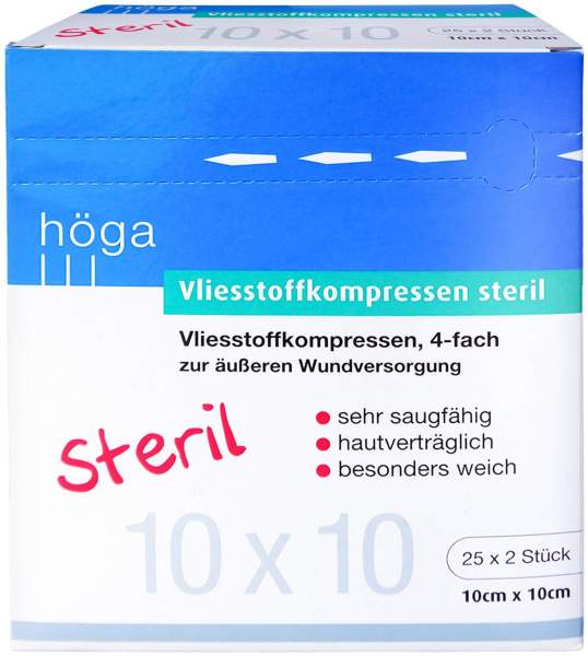 Vliesstoff-Kompressen Steril 10x10 cm 4fach