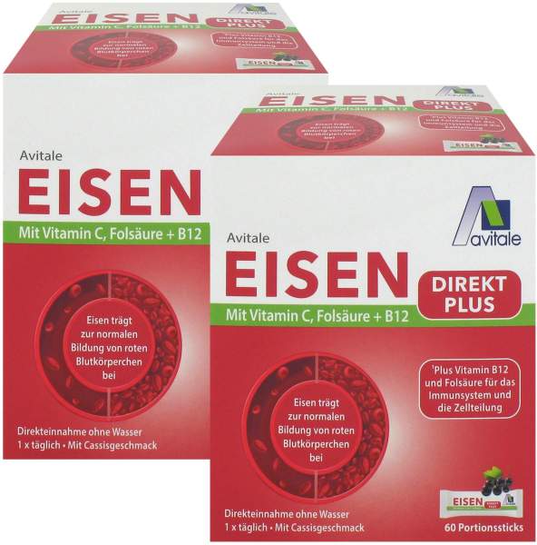 Eisen Direkt plus Vitamin C + Folsäure + B12 2 x 60 Sticks