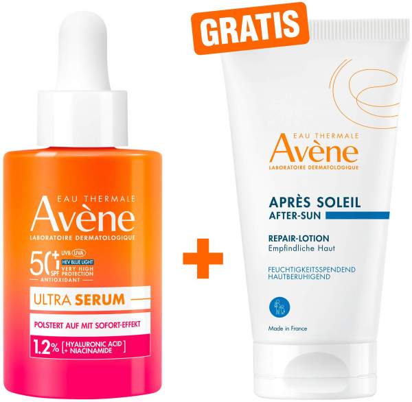 Avene Ultra Serum aufpolsternd SPF 50+ 30 ml + gratis Avene Repair-Lotion nach der Sonne 50 ml