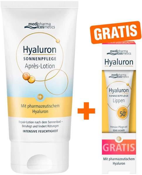 medipharma cosmetics Hyaluron Sonnenpflege Aprés-Lotion 150 ml + gratis Hyaluron Sonne-Lippenpflege LSF 50+ 7 ml