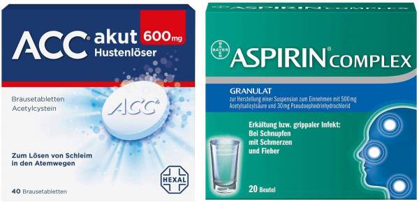 Sparset Erkältung ACC akut 600 mg 40 Brausetabletten und Aspirin complex Granulat 20 Beutel 1 Set