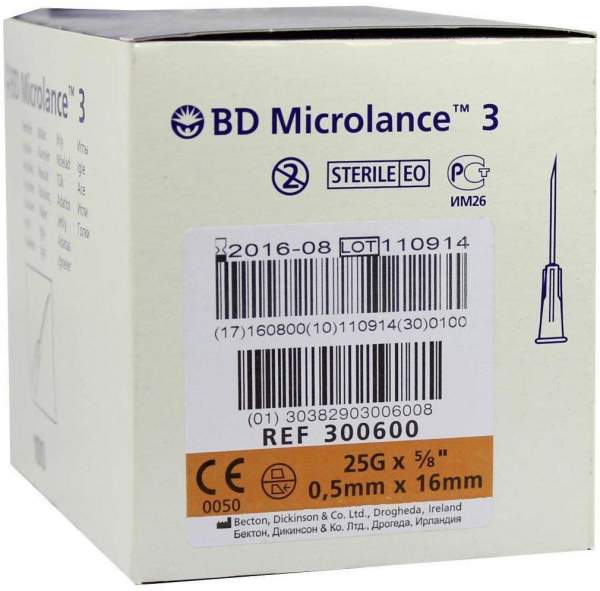 Bd Microlance Kanüle 25 G X 5-8 0,5 X 16 mm 100 Kanüle