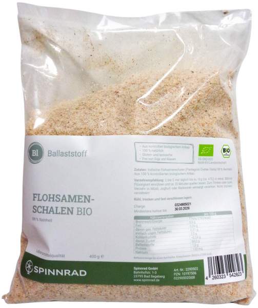 Flohsamenschalen Bio 99% Reinheit 400 G