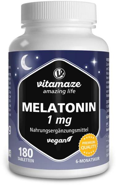Melatonin 1 mg Hochdosiert Vegan 180 Tabletten