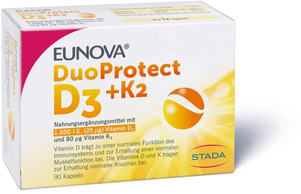 Eunova DuoProtect D3 + K2 1000 I.E. 90 Kapseln