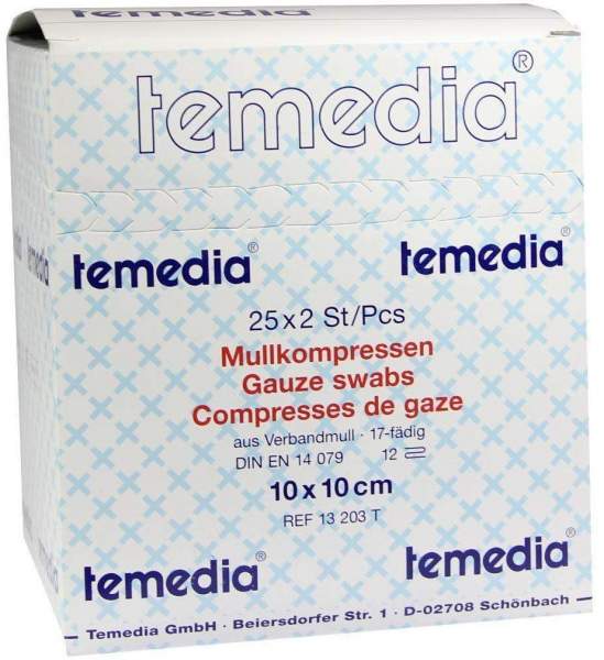 Mullkompressen 10 X 10 cm 12-Fach Steril 17fädig 50 Kompressen