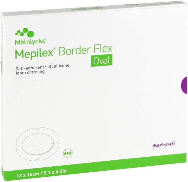 Mepilex Border Flex Schaumverband haftend 13 x 16 cm oval 5 Stück