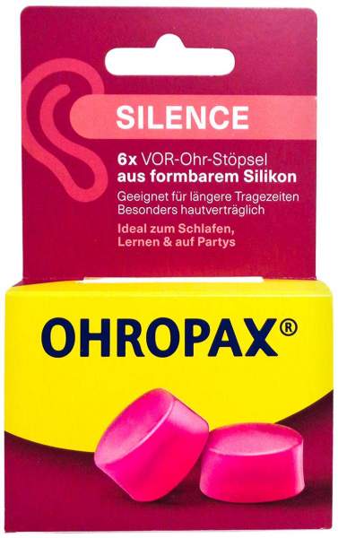 Ohropax Silence Silikon Vor-Ohr Stöpsel 6 Stück