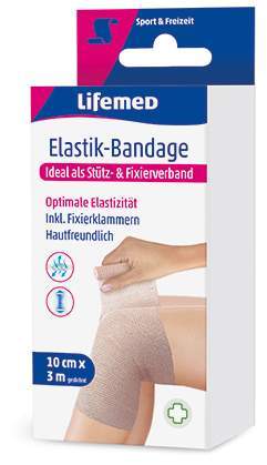 Elastik-Bandage 10 cm x 3 m, inkl. Fixierklammern