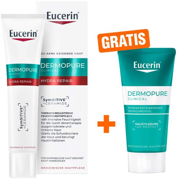Eucerin DermoPure Clinical Hydra Repair 40 ml + gratis Eucerin Dermopure Clinical Reinigungsgel 20 ml