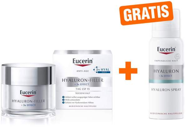 Eucerin Hyaluron Filler Tagespflege Trockene Haut 50 ml + gratis Hyaluron Spray 50 ml