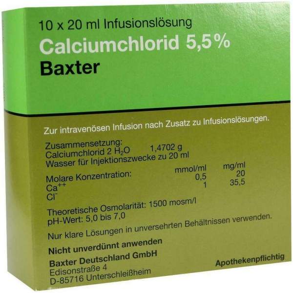 Calciumchlorid Lösung 5,5% 10 X 20 ml Ampullen