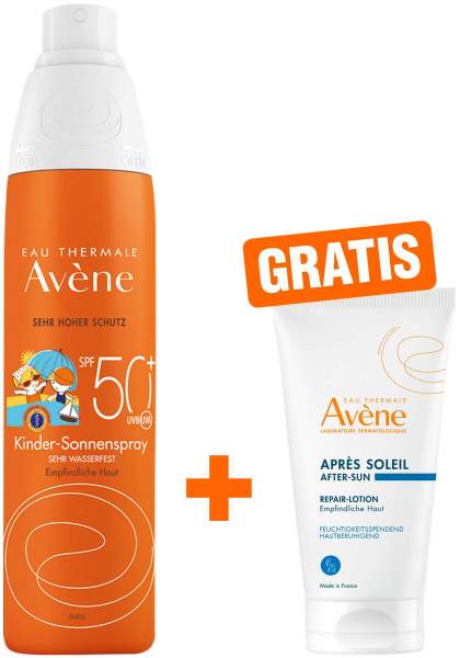 Avene Sunsitive Kinder Sonnenspray SPF 50+ 200 ml + gratis Repair Lotion 50 ml
