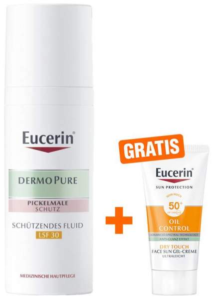 Eucerin Dermopure Schützendes Fluid LSF 30 50 ml + gratis Sun Gel-Creme Oil Control 20 ml