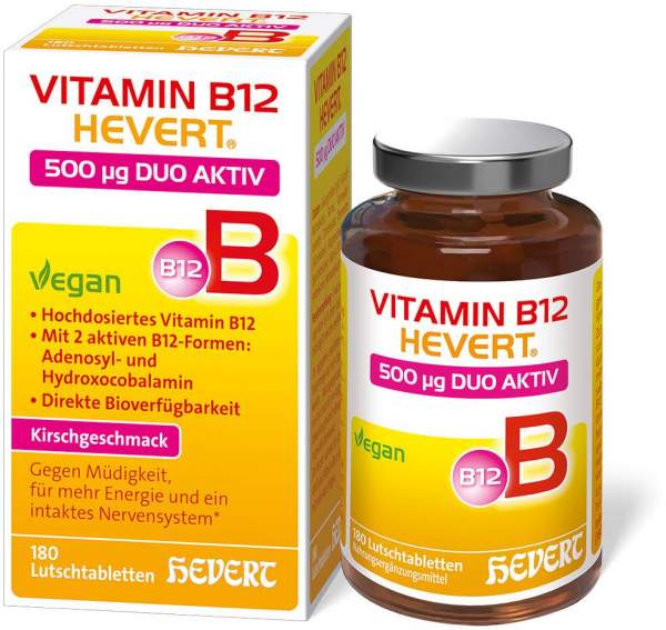 Vitamin B12 Hevert 500 µg Duo Aktiv 180 Lutschtabletten