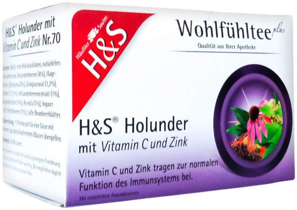 H&amp;S Holunder m.Vitamin C und Zink Filterbeutel 20 x 2,5 g