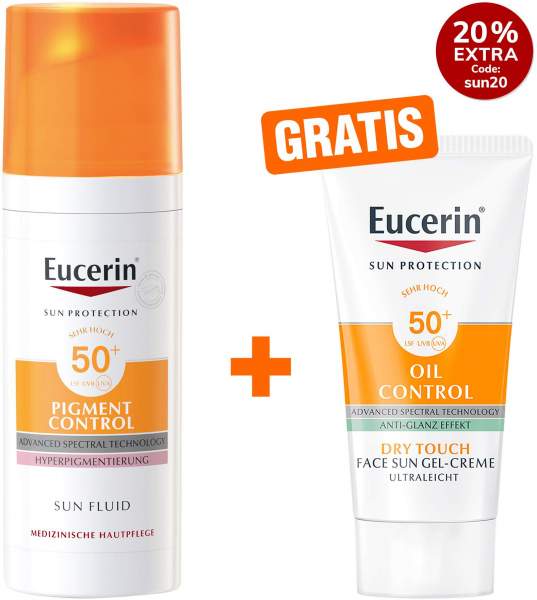 Eucerin Sun Pigment Control LSF50+ 50 ml Fluid + gratis Sun Gel-Creme Oil Control LSF50+ 20 ml