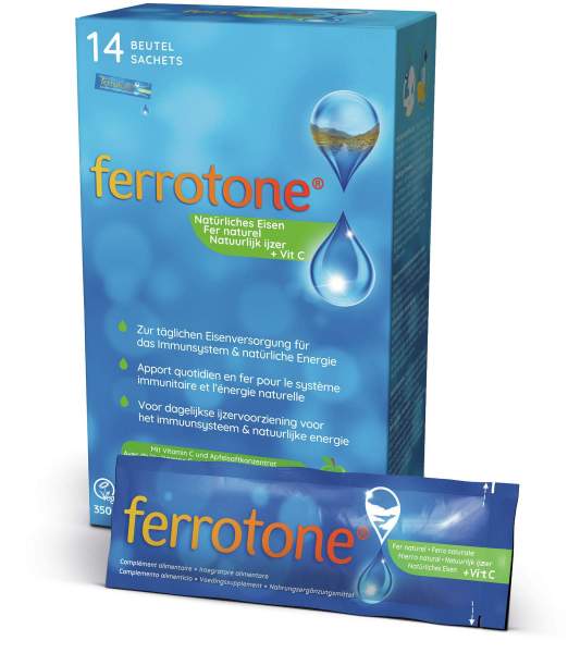 Ferrotone Natürliches Eisen plus Vitamin C Apfel 14 x 25 ml Beutel