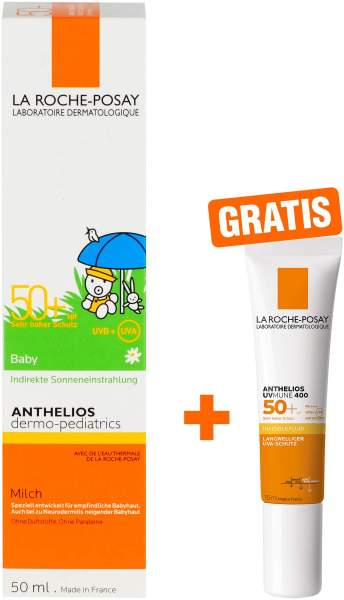 La Roche Posay Anthelios Babymilch LSF 50+ 50 ml + gratis Invisible Fluid UVMune 400 LSF 50+ 15 ml
