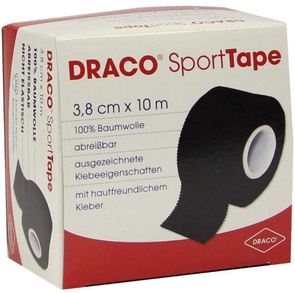 Draco Sporttape Tapeverband 10 M X 3,8 cm Schwarz 1 Verband