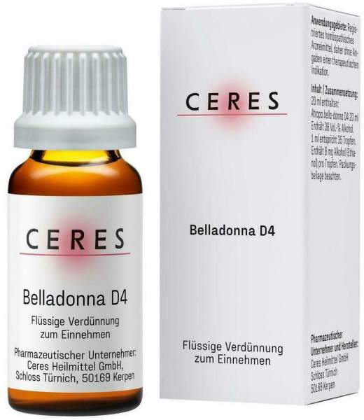 Ceres Belladonna D 4 Dilution 10 ml