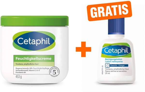 Cetaphil Feuchtigkeitscreme 453 g + gratis Reinigungslotion 29 g