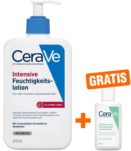 Cerave Intensive Feuchtigkeitslotion 473 ml + gratis Schmäumendes Reinigungsgel 20 ml