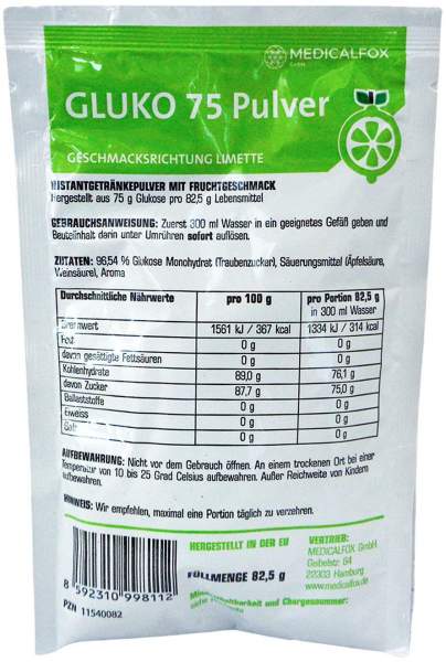 Glukose 75 G Limette Plv.Z.Her.E.Lsg.Z.Einnehmen