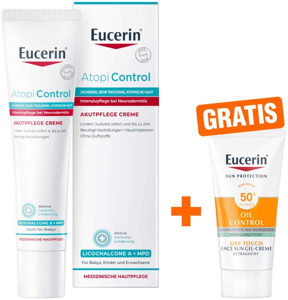Eucerin AtopiControl Akut Creme 40 ml + gratis Eucerin Sun Gel-Creme Oil Control 20 ml