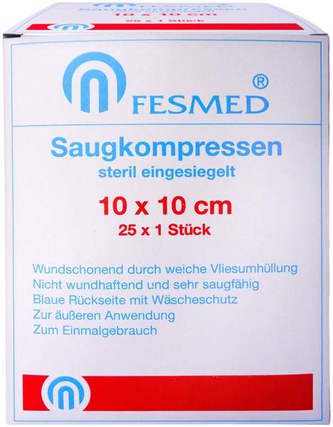 Saugkompressen Steril Fesmed 10x10 cm 25 Kompressen